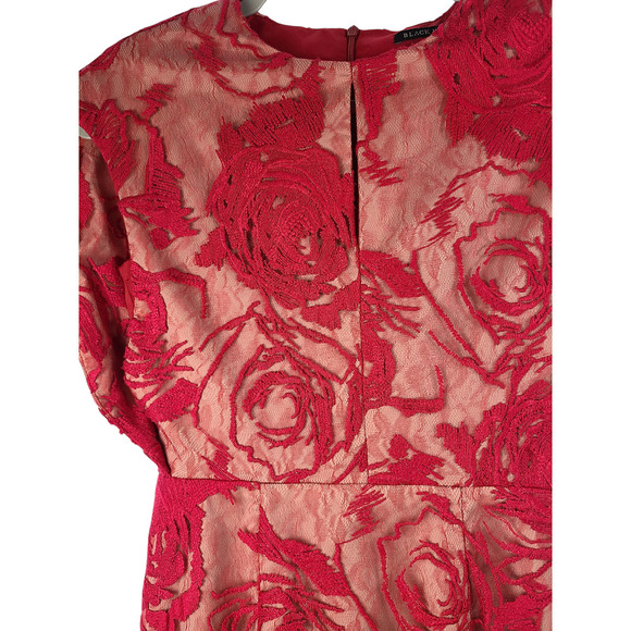 Black Halo Mesh Floral Embroidered Midi Length Dress Size 2 - Picture 5 of 11